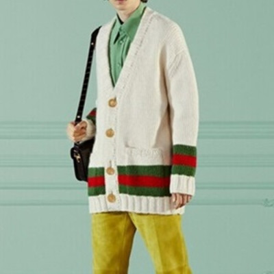 구찌 남/녀 브이넥 화이트 가디건 - Gucci Unisex White Cardigan - gu147x