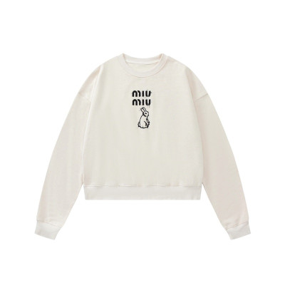 미우미우 여성 화이트 크루넥 니트 - Miumiu Womens White Knits - miu292x