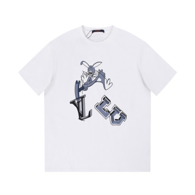 루이비통 남성 화이트 크루넥 반팔티 - Louis vuitton Mens White Tshirts - lv296x