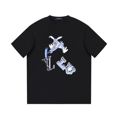 루이비통 남성 블랙 크루넥 반팔티 - Louis vuitton Mens Black Tshirts - lv297x