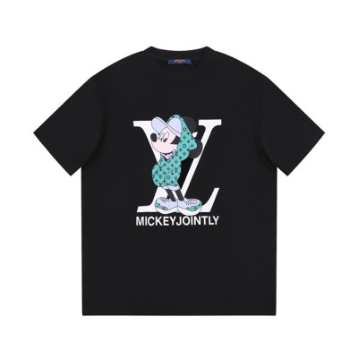 루이비통 남성 블랙 크루넥 반팔티 - Louis vuitton Mens Black Tshirts - lv305x