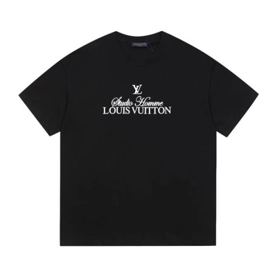 루이비통 남성 블랙 크루넥 반팔티 - Louis vuitton Mens Black Tshirts - lv307x