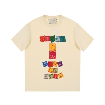 구찌 남/녀 아이보리 크루넥 반팔티 - Gucci Unisex Ivory Tshirts - gu163x