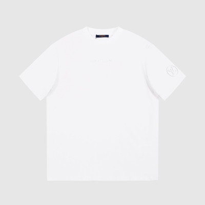 루이비통 남성 화이트 크루넥 반팔티 - Louis vuitton Mens White Tshirts - lv316x