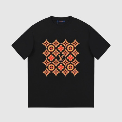 루이비통 남성 블랙 크루넥 반팔티 - Louis vuitton Mens Black Tshirts - lv323x