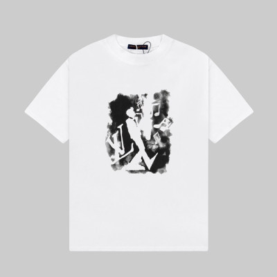 루이비통 남성 화이트 크루넥 반팔티 - Louis vuitton Mens White Short sleeved T-shirts - lv331x