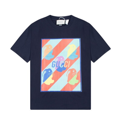 구찌 남/녀 네이비 크루넥 반팔티 - Gucci Unisex Navy Short sleeved T-shirts - gu176x