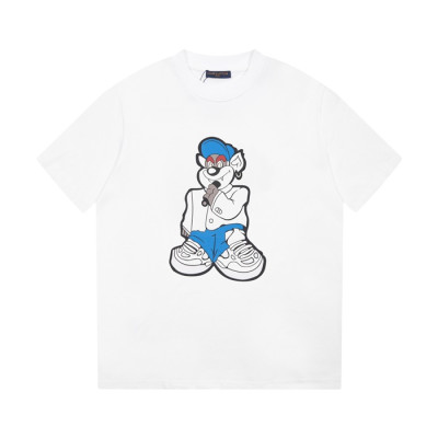 루이비통 남성 화이트 크루넥 반팔티 - Louis vuitton Mens White Short sleeved T-shirts - lv348x