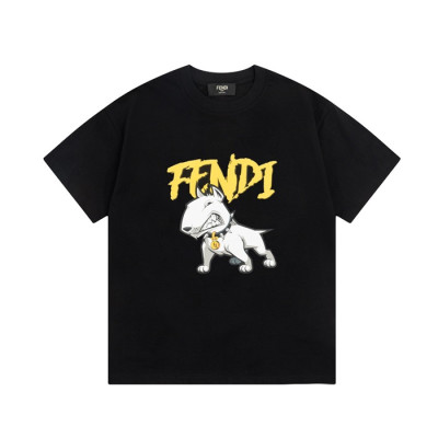 펜디 남성 블랙 크루넥 반팔티 - Fendi Mens Black Short sleeved T-shirts - fe31x