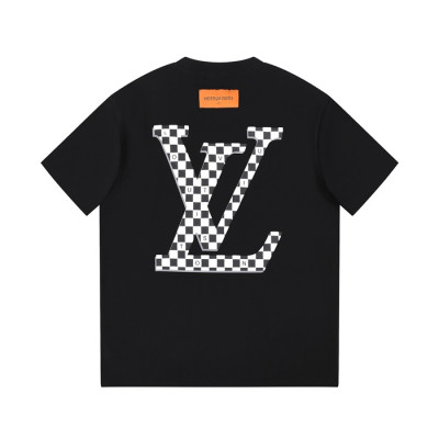 루이비통 남성 블랙 크루넥 반팔티 - Louis vuitton Mens Black Short sleeved T-shirts - lv360x