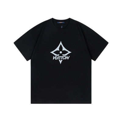 루이비통 남성 블랙 크루넥 반팔티 - Louis vuitton Mens Black Short sleeved T-shirts - lv376x