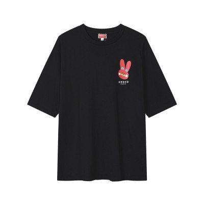 겐조 남/녀 블랙 크루넥 반팔티 - Kenzo Unisex Black Tshirts - ken205x