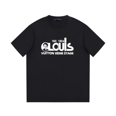 루이비통 남성 블랙 크루넥 반팔티 - Louis vuitton Mens Black Short sleeved T-shirts - lv431x