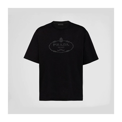 프라다 남성 크루넥 블랙 반팔티 - Prada Mens Black Short sleeved Tshirts - pr297x