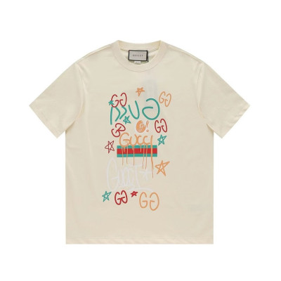 구찌 남/녀 아이보리 크루넥 반팔티 - Gucci Unisex Ivory Short sleeved T-shirts - gu66x