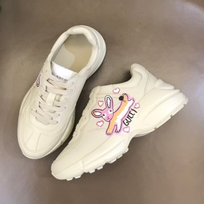 구찌 남/녀 아이보리 라이톤 - Gucci Unisex Ivory Sneakers - gu273X