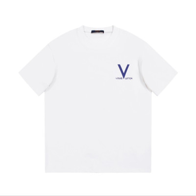 루이비통 남성 화이트 크루넥 반팔티 - Louis vuitton Mens White Short sleeved T-shirts - lv528x