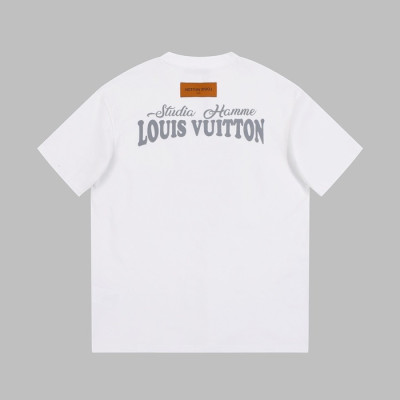 루이비통 남성 화이트 크루넥 반팔티 - Louis vuitton Mens White Short sleeved T-shirts - lv533x