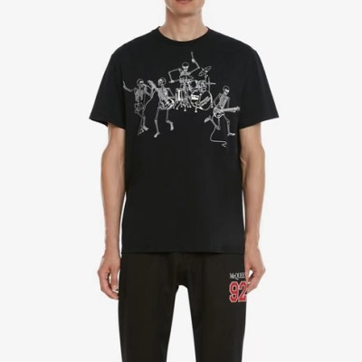 알렉산더맥퀸 남성 블랙 크루넥 반팔티 - Alexander Mcqueen Mens Black Tshirts - alx0117x