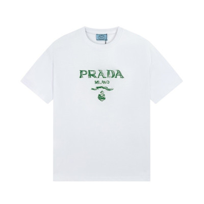 프라다 남/녀 화이트 크루넥 반팔티 - Prada Unisex White Short sleeved Tshirts - pr320x