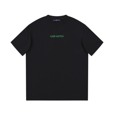 루이비통 남성 블랙 크루넥 반팔티 - Louis vuitton Mens Black Short sleeved T-shirts - lv578x