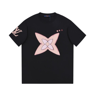 루이비통 남성 블랙 크루넥 반팔티 - Louis vuitton Mens Black Short sleeved T-shirts - lv615x