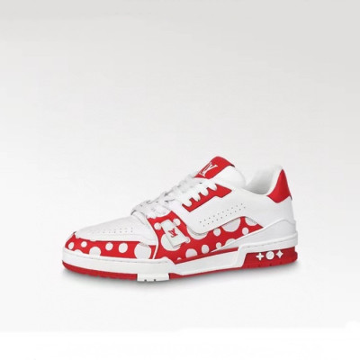 루이비통 남성 레드 스니커즈 - Louis vuitton Mens Red Sneakers - lv624x