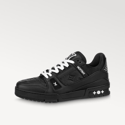 루이비통 남성 블랙 스니커즈 - Louis vuitton Mens Black Sneakers - lv628x