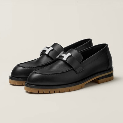 에르메스 여성 시그니처 블랙 로퍼 - Hermes Womens Black Loafer - he81x