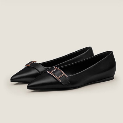 에르메스 여성 시그니처 블랙 플렛 - Hermes Womens Black Flat-shoes - he86x