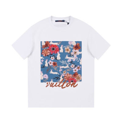 루이비통 남성 화이트 크루넥 반팔티 - Louis vuitton Mens White Short sleeved T-shirts - lv634x