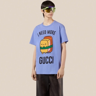 구찌 남/녀 퍼플 크루넥 반팔티 - Gucci Unisex Purple Short sleeved T-shirts - gu324x