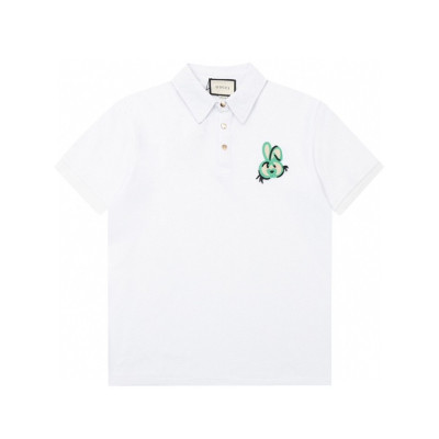 구찌 남성 화이트 폴로 반팔티 - Gucci Mens White Short sleeved T-shirts - gu328x