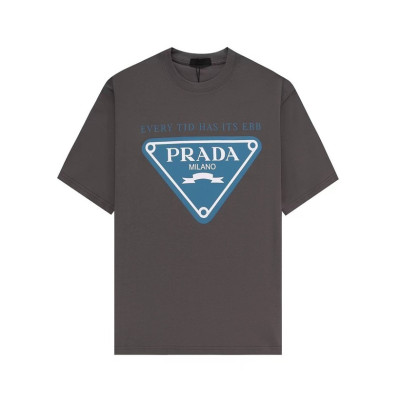 프라다 남성 그레이 크루넥 반팔티 - Prada Mens Gray Short sleeved Tshirts - pr346x