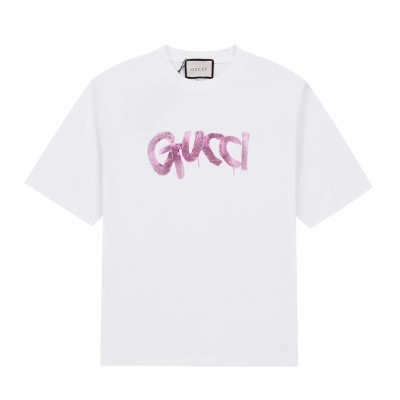 구찌 남성 화이트 크루넥 반팔티 - Gucci Mens White Short sleeved T-shirts - gu337x