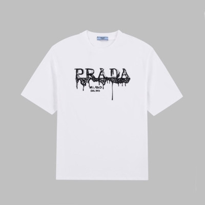 프라다 남성 화이트 반팔티 - Prada Mens White Tshirts - pr349x