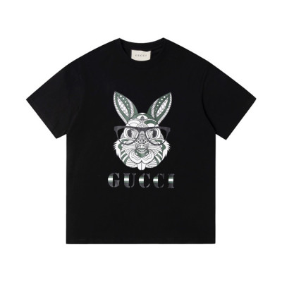 구찌 남성 블랙 크루넥 반팔티 - Gucci Mens Black Short sleeved T-shirts - gu347x