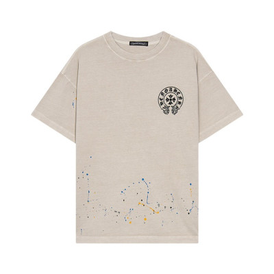 크롬하츠 남성 베이지 크루넥 반팔티 - Chrom Hearts Mens Beige Short sleeved T-shirts - ch96x