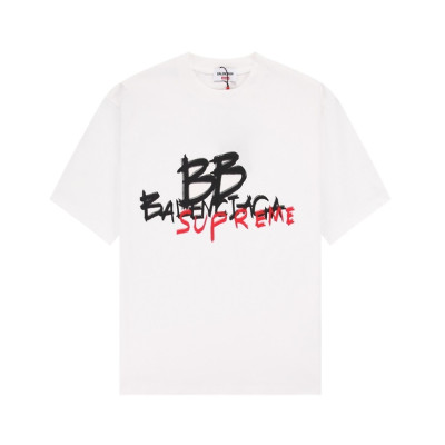 발렌시아가 남성 크루넥 화이트 반팔티 - Balenciaga Mens White Short sleeved T-shirts - ba227x