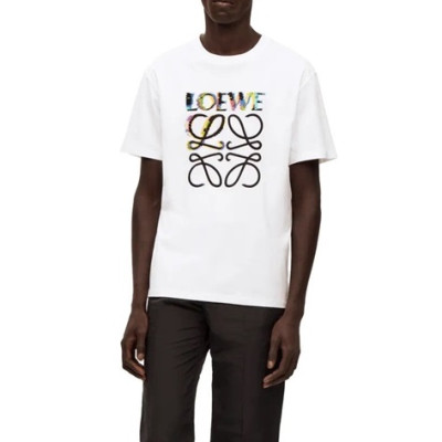 로에베 남/녀 이니셜 화이트 반팔티 - Loewe Unisex White Short sleeved T-shirts - loe711x