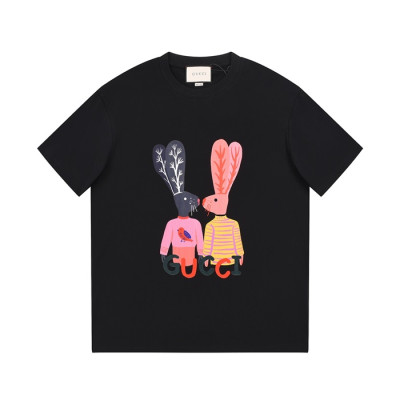 구찌 남/녀 블랙 크루넥 반팔티 - Gucci Unisex Black Short sleeved T-shirts - gu533x