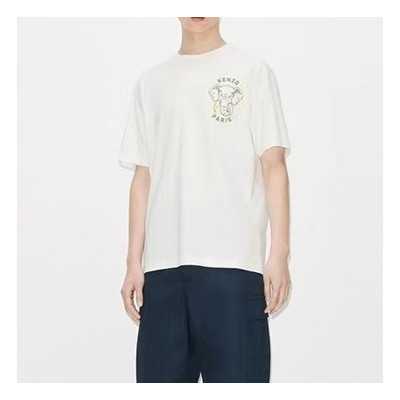 겐조 남/녀 화이트 크루넥 반팔티 - Kenzo Unisex White Tshirts - ken216x