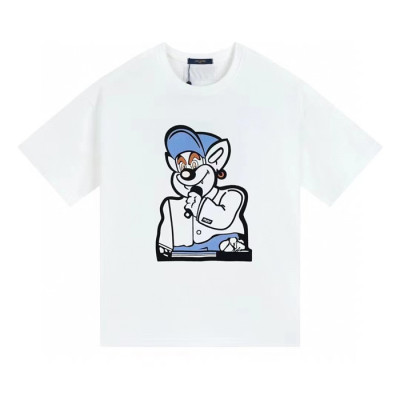 루이비통 남성 화이트 크루넥 반팔티 - Louis vuitton Mens White Short sleeved T-shirts - lv697x