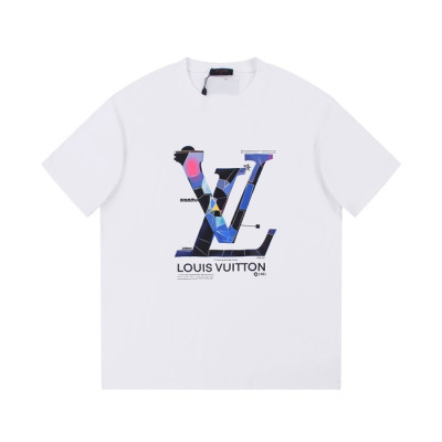 루이비통 남성 화이트 크루넥 반팔티 - Louis vuitton Mens White Short sleeved T-shirts - lv706x