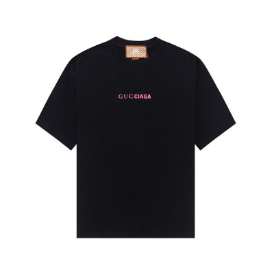 구찌 남/녀 블랙 크루넥 반팔티 - Gucci Unisex Black Short sleeved Tshirts - gu574x