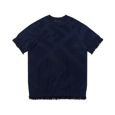 펜디 남성 네이비 크루넥 반팔티 - Fendi Mens Navy Short sleeved Tshirts - fe90x