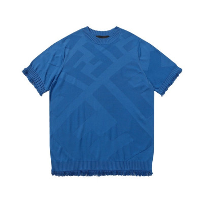 펜디 남성 블루 크루넥 반팔티 - Fendi Mens Blue Short sleeved Tshirts - fe91x