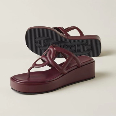 에르메스 여성 베이직 버건디 뮬 - Hermes Womens Burgundy Mule - he162x