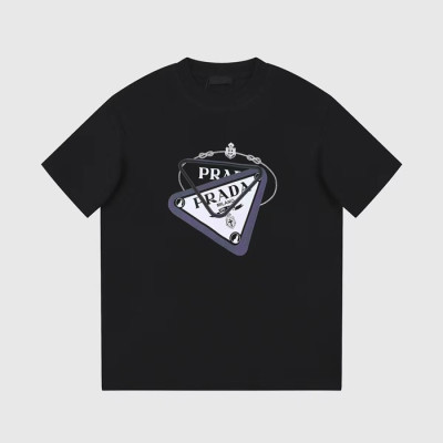 프라다 남성 크루넥 블랙 반팔티 - Prada Mens Black Short sleeved T-shirts - pr404x