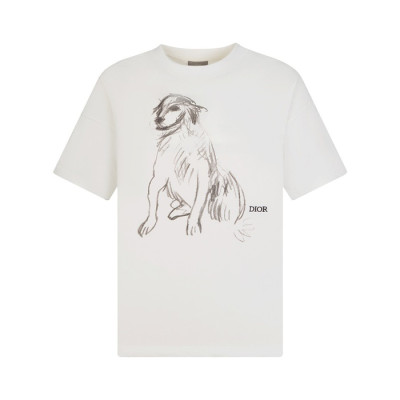 디올 남성 화이트 크루넥 반팔티 - Dior Mens White Short sleeved Tshirts - di422x